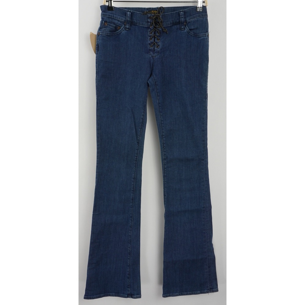 New Hollywood Trading HTC LA Women's 26 x 35 Blue‎ Denim Tie Front Flare Jeans